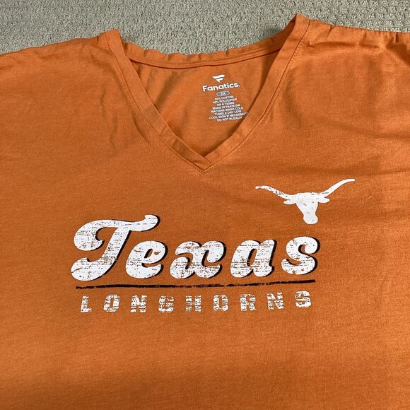 Texas Longhorns V Neck T-Shirt Women's 2X Fanatics Football Orange White Stripes - Picture 4 of 5